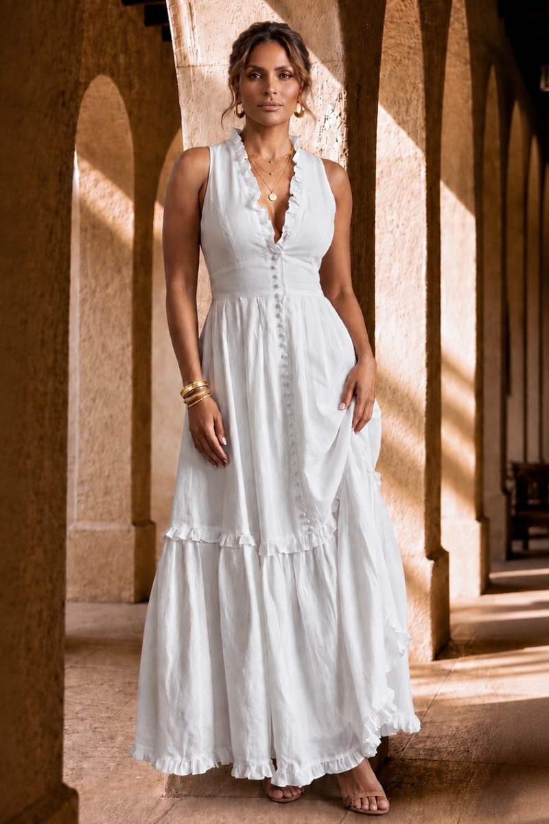 Soft Whisper Ruffle Maxi Dress